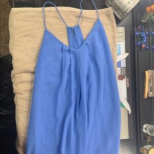Naked Zebra Periwinkle Blue Pleated Halter Tank Top